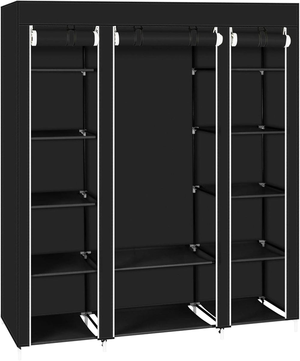 Portable Clothes Closet Wardrobe Storage Organizer with Shelves and Cover for...