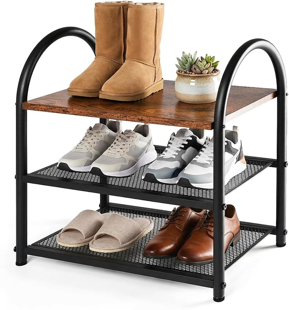 3-Tier Small Narrow Shoe Rack for Entryway, Closet & Small Spaces