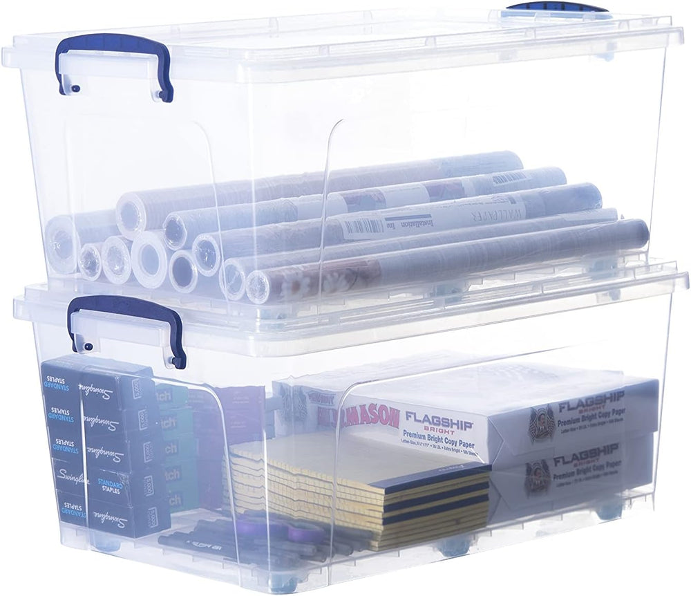 Superio Storage Bins with Lids, Stackable Totes, BPA Free, Odor Free, Organizer