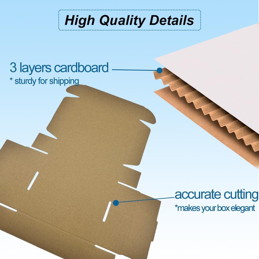 ROTCH 50 Pack 7x6x2'' Small Shipping Boxes, Cardboard Corrugated Mail...
