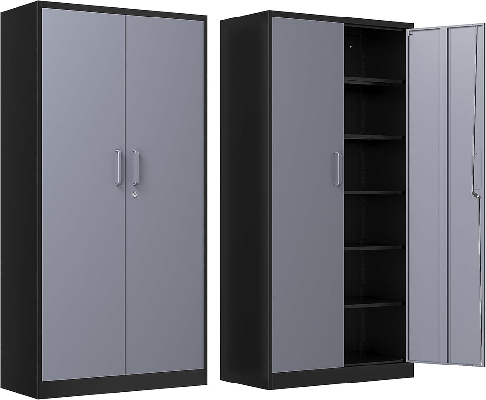 Metal Storage Cabinet with Lock,71" Garage Cabinets with 2 Doors and 4 A...