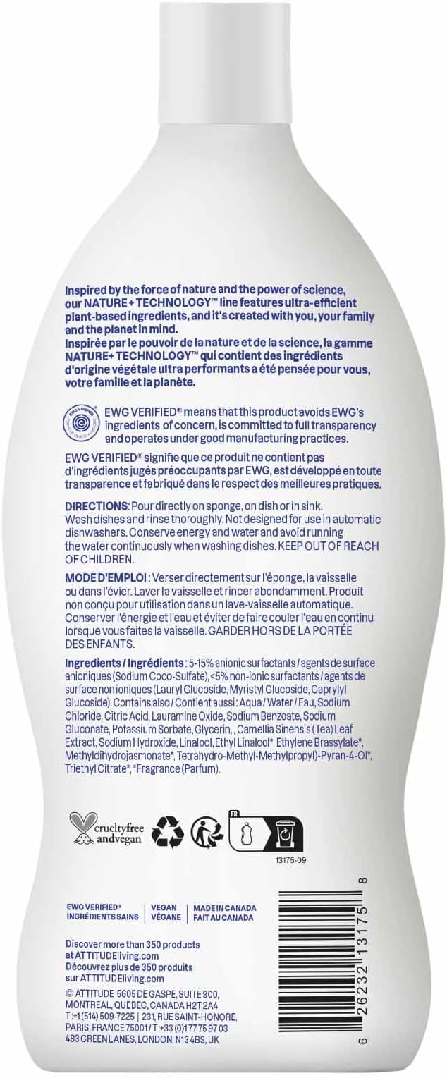 ATTITUDE Dish Soap, EWG Verified, Plant-Based & Vegan Dishwashing Liquid - Image 7