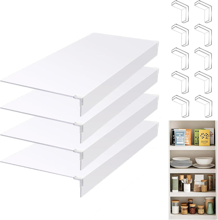 Wire Shelf Cover 16x48 inch, 4Pcs White Shelf Covers for Wire Shelving, 3in Thick Waterproof Wires Rack Covers for Shelves, PVC Faux Wood Shelfs Cover for Pantry Kitchen Closet Bathroom Office