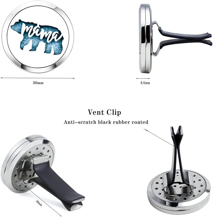 30mm Mama Bear Car Diffuser Vent Clip Essential Oil Aromatherapy Air Freshener - Image 6