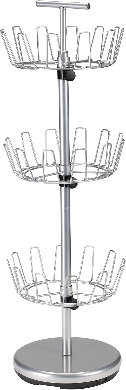 Household Essentials 3-Tier Shoe Storage Tree, Silver