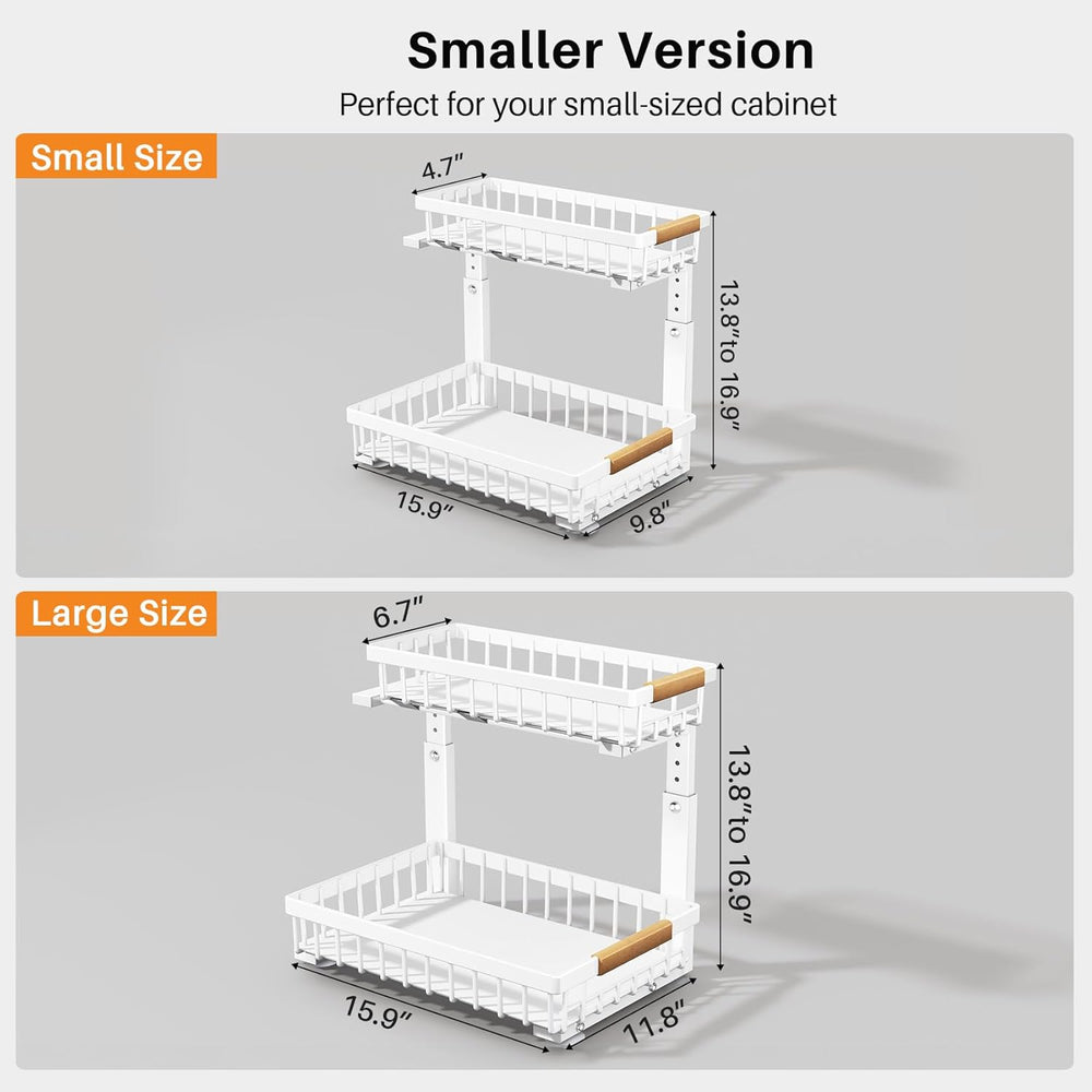 PXRACK Under Sink Organizer, Adjustable Height, 2 Tier Pull Out Under Cabinet...