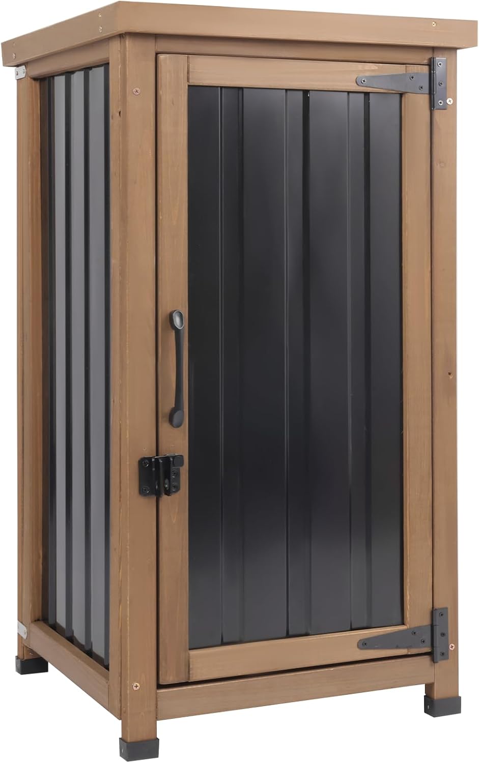 PetsCosset Small Outdoor Storage Cabinet Waterproof with Metal Top, Wood &...