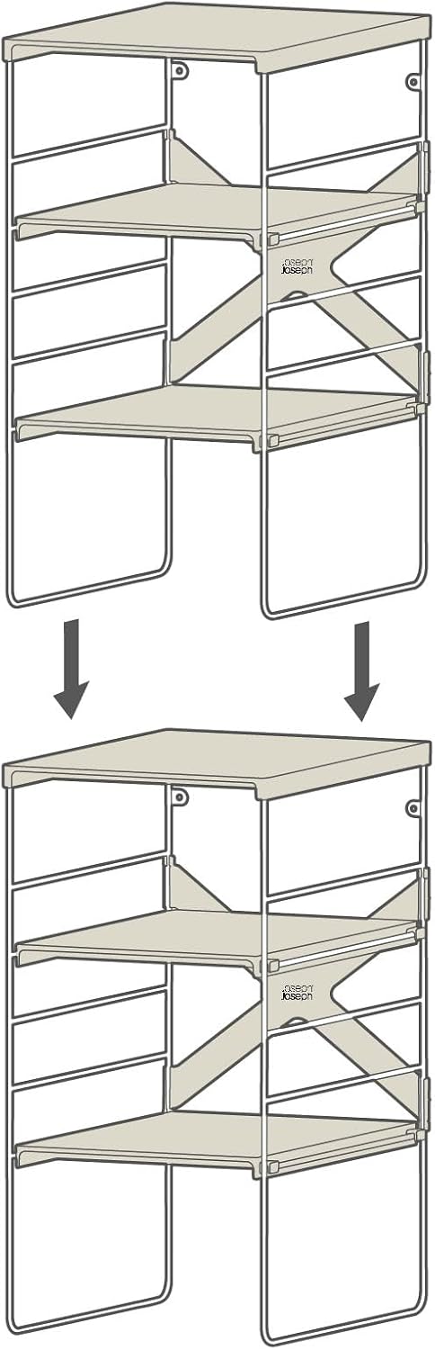 Joseph Joseph Level Adjustable Tier Shoe Rack Organizer, Durable Shelves and ...