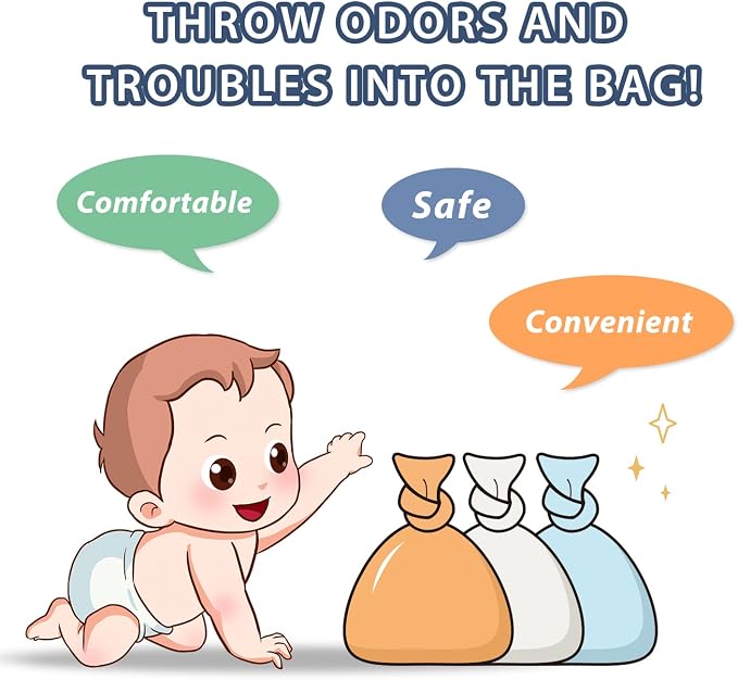 Odor Sealing Disposable Diaper Bags, Large Capacity, Unscented Diaper Trash Bags - Image 7