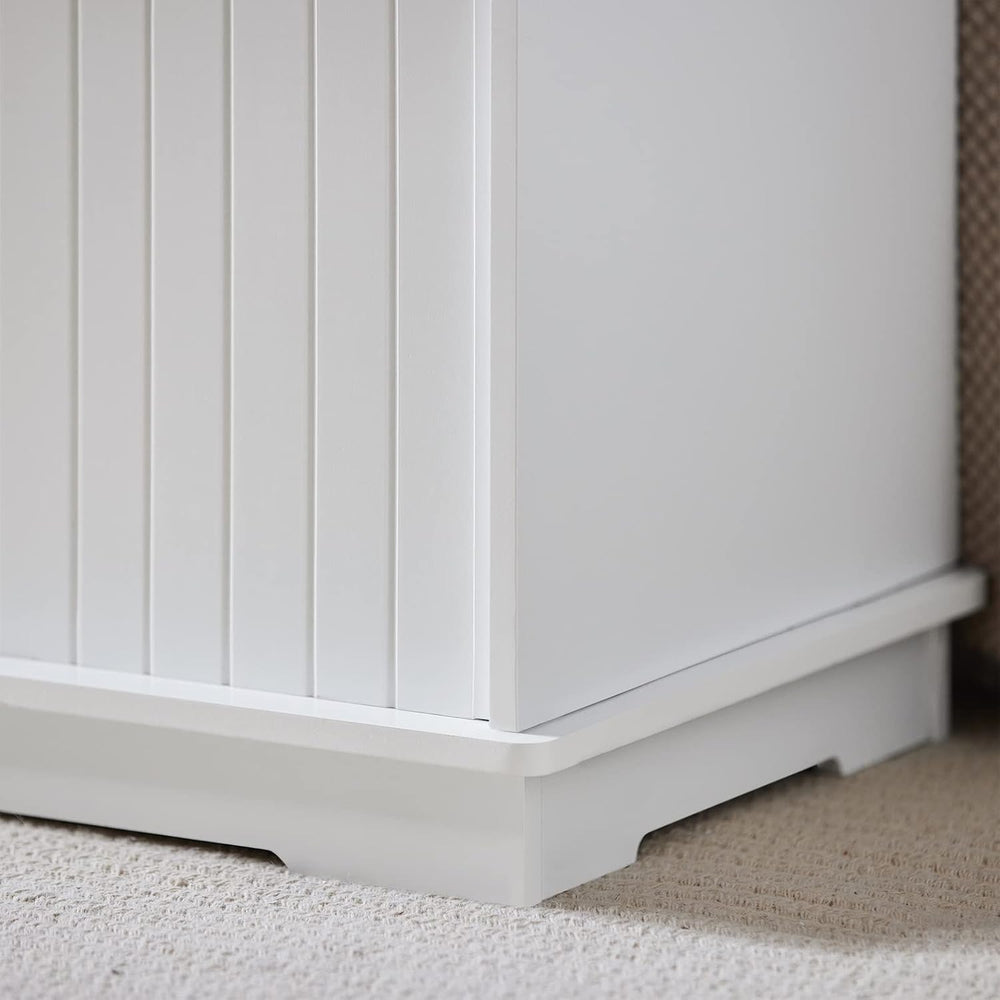 Haotian White Storage Bench with Drawers & Seat Cushion