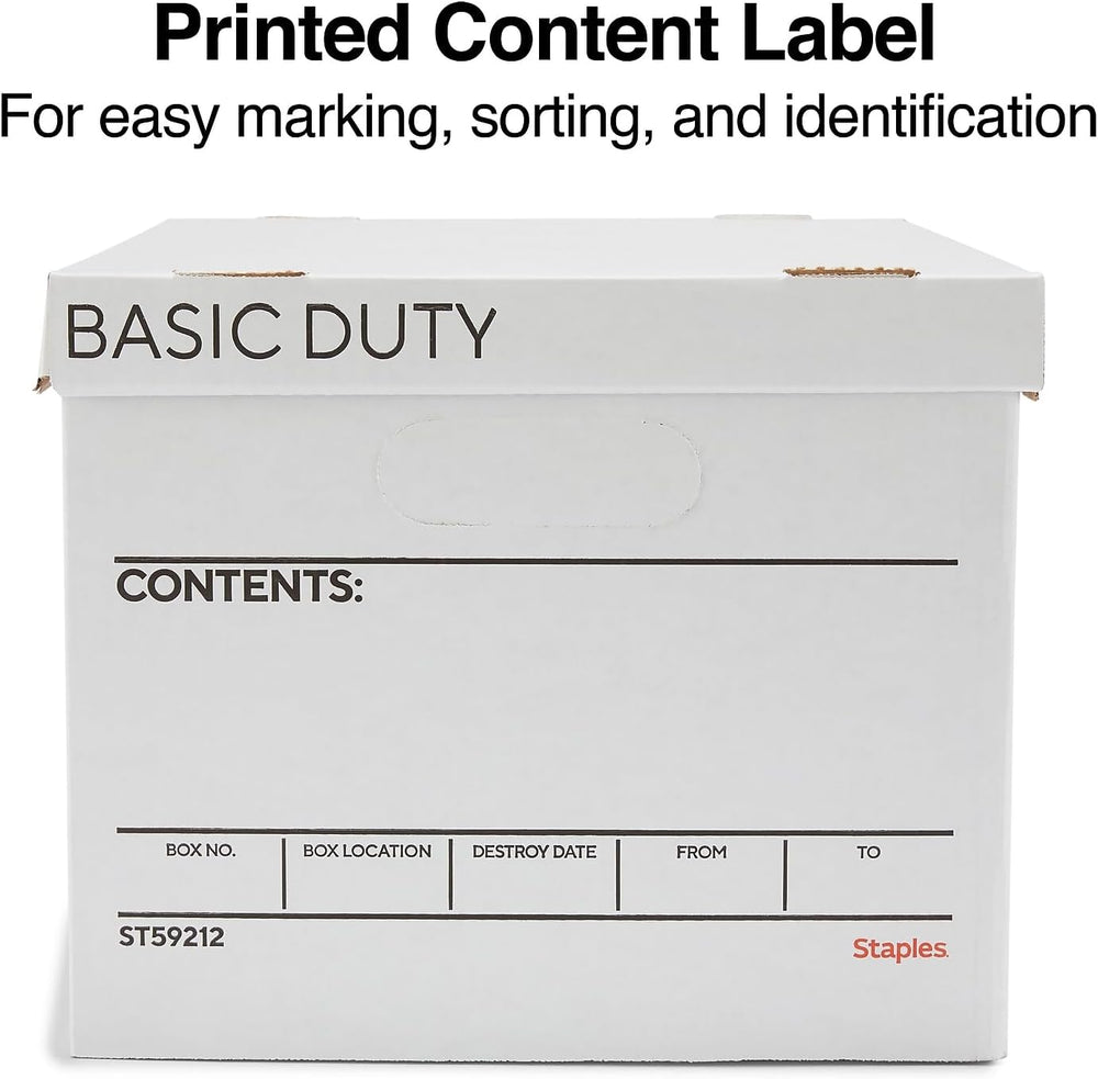 STAPLES Storage & Filing Box, Basic-Duty with Handles & Removeable Li...
