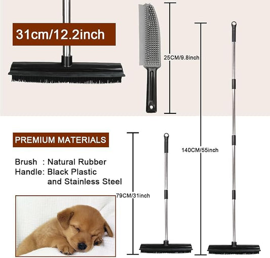 Rubber Broom and Pet Hair Removal Brush Set - Image 2