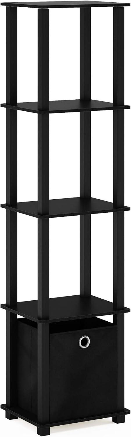 Furinno Turn-N-Tube Book Shelf, 5-Tier Square Open Frame Display Shelf, Corne...
