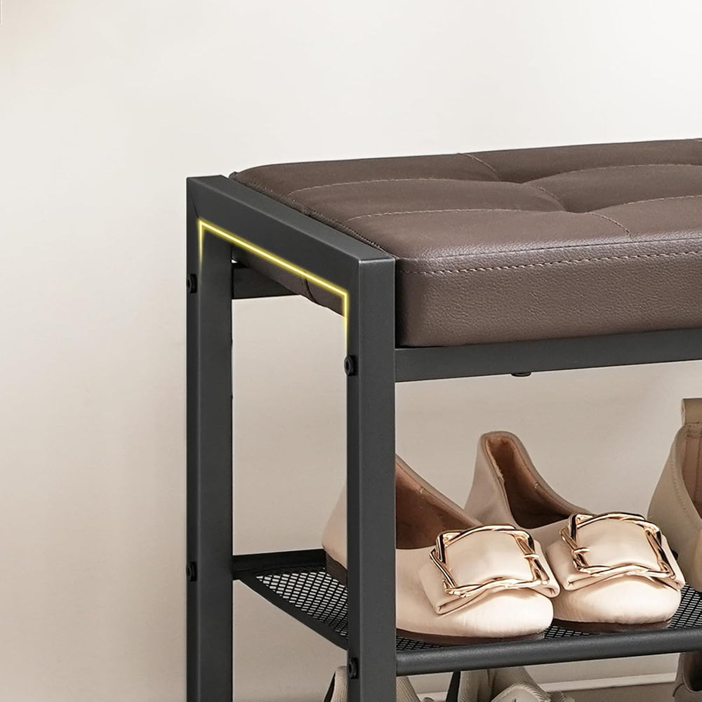 HOOBRO Small Shoe Bench, 3-Tier Shoe Rack, Shoe Storage Bench
