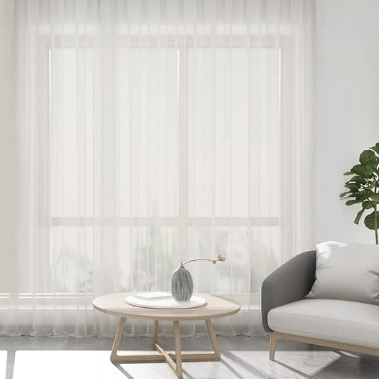 Chyhomenyc Sheer Curtains 120 Inch Extra Long, 2 Pieces, Rod Pocket Top Soft - Image 2