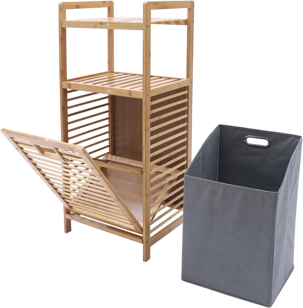 Bamboo Laundry Hamper Stand - 15.7''x11.8''x37.4'' Fr...