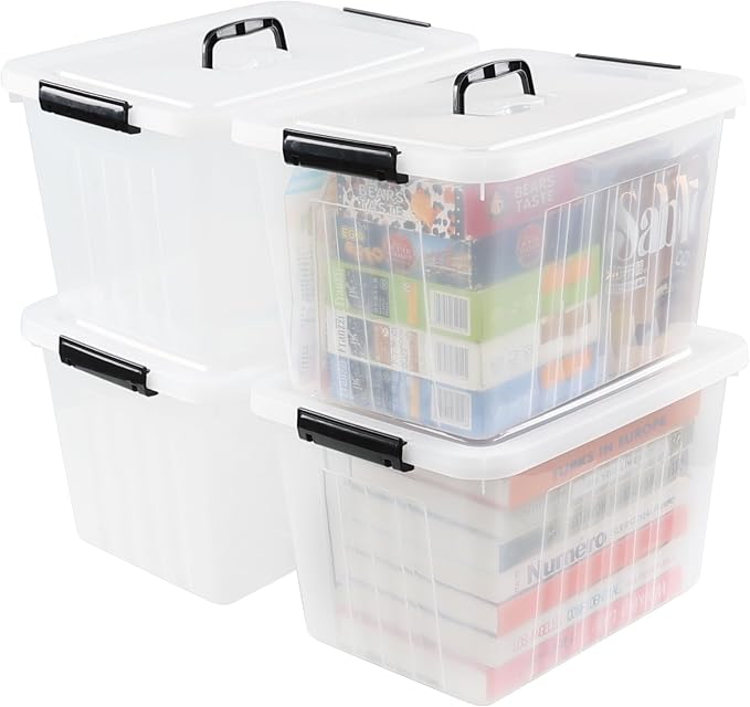 Bringer 4-Pack Clear Plastic Latching Storage Box, 18 L Storage Bin - Image 7