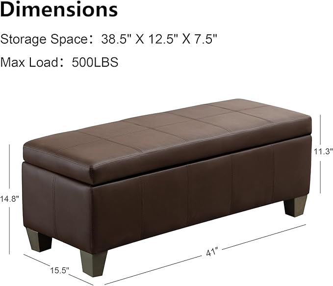 Brown Faux Leather Ottoman