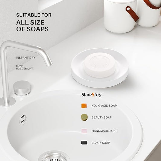 2 Pack Diatomite Soap Dish Holder, Quick Dry Stone Bar Holder, Water Absorbent - Image 2