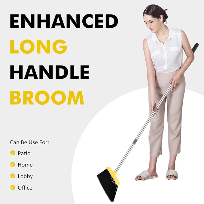 Heavy Duty Broom, 55 Inch Long Handle Outdoor Large Angle Brooms, Commercial - Image 7