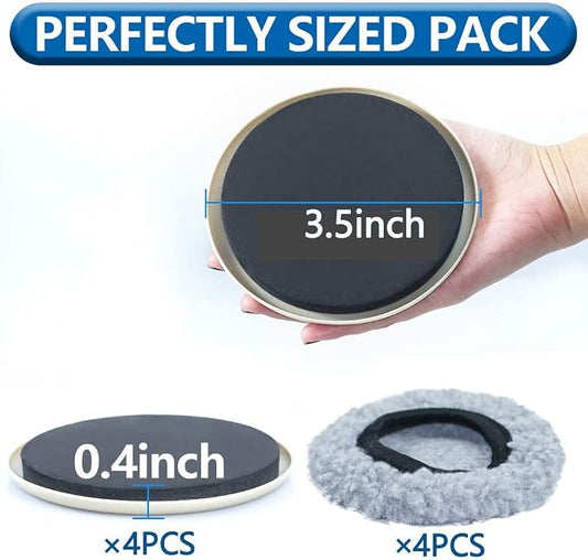 Furniture Sliders, 4 Pack 3 1/2" Moving Pads and 4 Hardwood Socks, Slide - Image 2