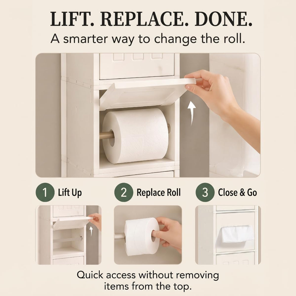 Narrow Slim Bathroom Storage Cabinet Waterproof Anti-Scratch, 33.9" Tall