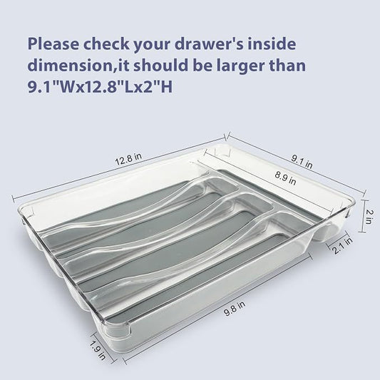 5 Compartments Silverware Tray for Drawer, Plastic Utensil Cutlery Drawer - Image 2