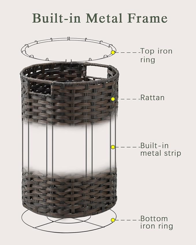 Laundry Basket Round Rattan Laundry Hamper 29.1 Gal Handwoven Large Wicker - Image 9