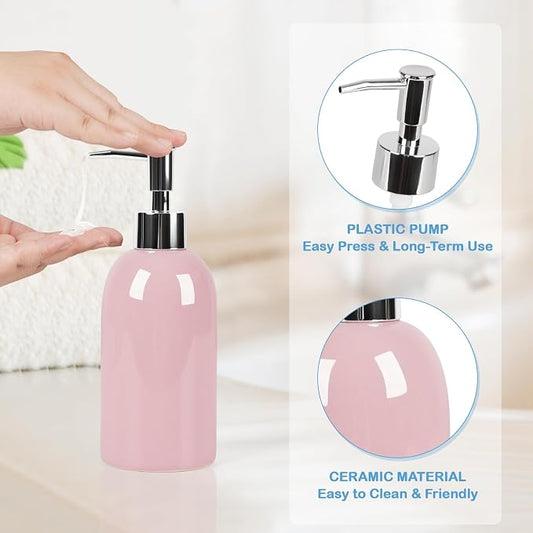 Natheeph 14OZ Ceramic Soap Dispenser Ceramic Soap Pump Dispenser Can Fill Liquid - Image 2