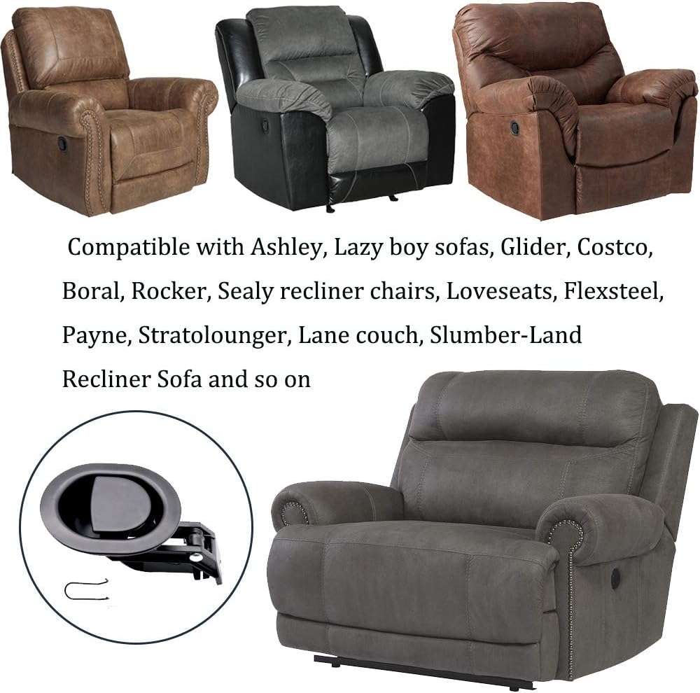 ttmagic Universal Heavy-Duty Metal Sofa Chair Recliner Release Pull Handle Replacement Parts, Fits Ashley, Lazy Boy and Most Recliner Brands, 3.5"L x 3"W x 1.2"H Handle Size