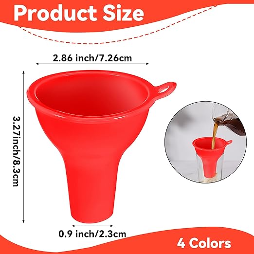 4Pcs Funnels for Kitchen Use Filling Bottles Silicone Funnel Wide Mouth Funnel - Image 2