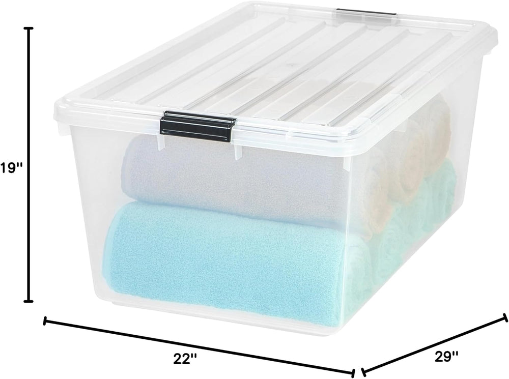 IRIS USA 68 Qt Stackable Storage Bins with Lids, Clear
