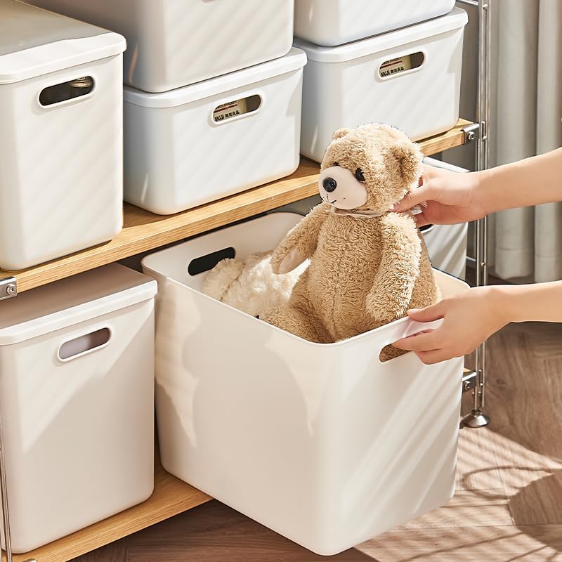 10 pack large plastic Laundry Basket/Hamper with lids and handle,White storag...