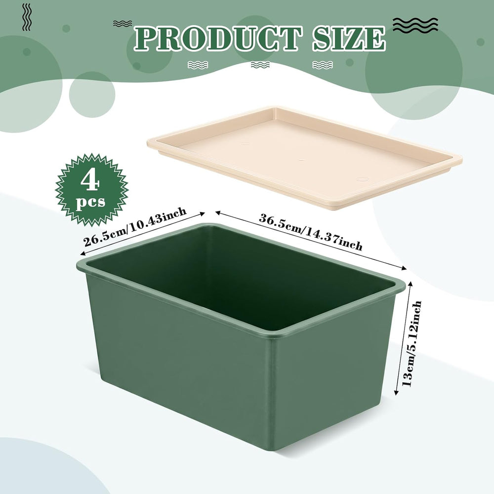 Menkxi 4 Pcs Storage Bins with Lids, Green, Large