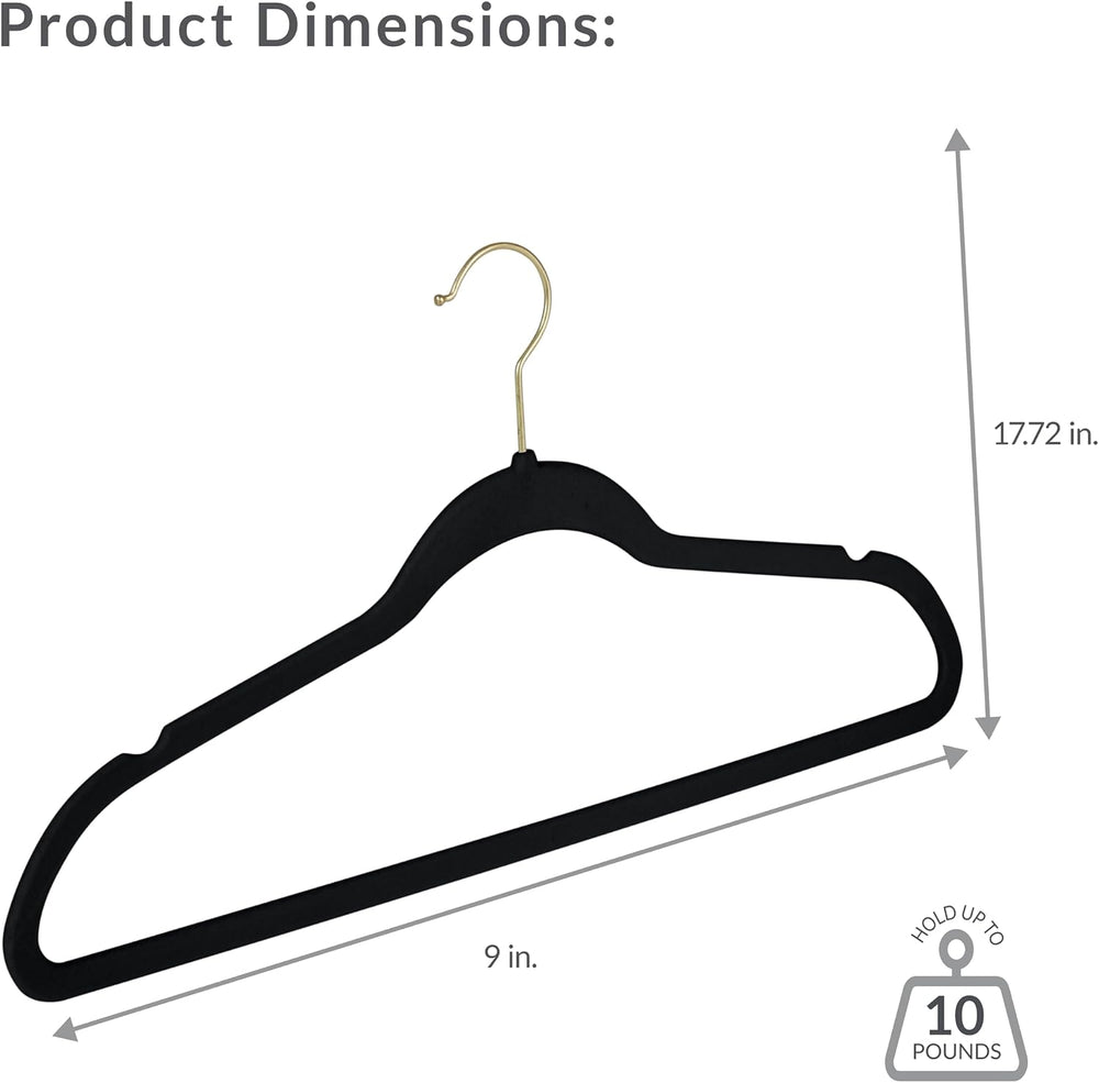 Simplify Slim Velvet Gold Hook Clothes Hangers 75 Pack | Non-Slip | Shirts | ...