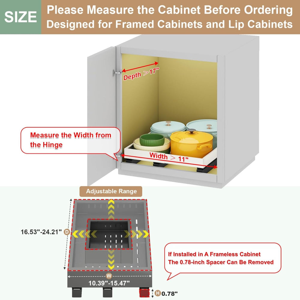 Fokyfok Pull out Cabinet Organizer,11"-16"W,17"-24"D,Expa...