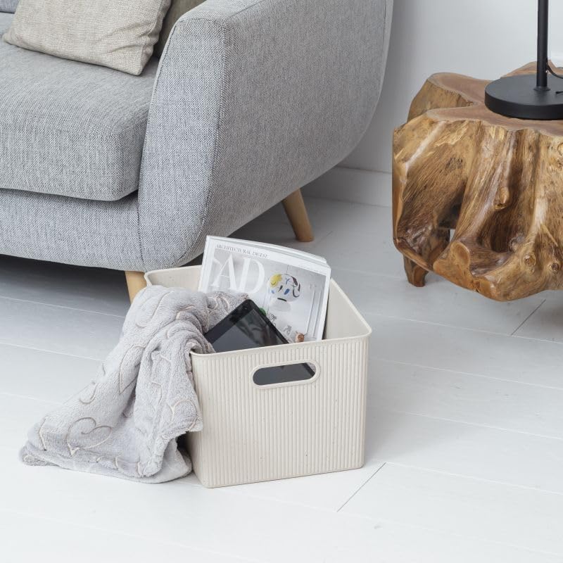 Superio Ribbed Collection - Eco-Friendly Decorative Plastic Basket Open Home ...