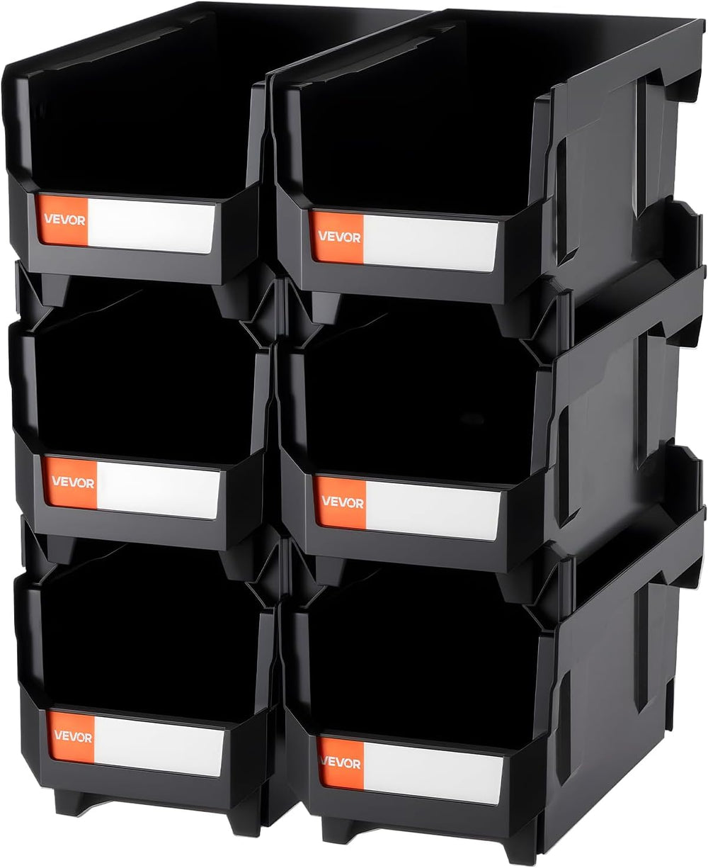 VEVOR Plastic Stackable Storage Bins, 14.8 x 8.5 x 7.1 inch (6 Pack), Plastic...