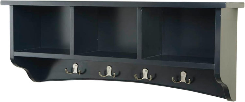 Shaker Cottage Wall-Mounted Coat Rack with 3 Storage Cubbies and 4 Coat Hooks...