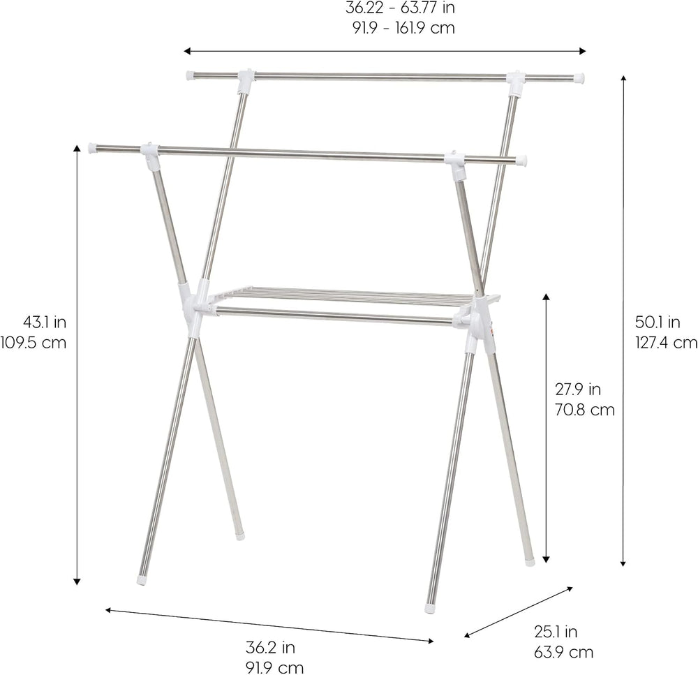 IRIS USA Foldable Drying Rack with Extendable Rods for Large Laundry Loads, C...