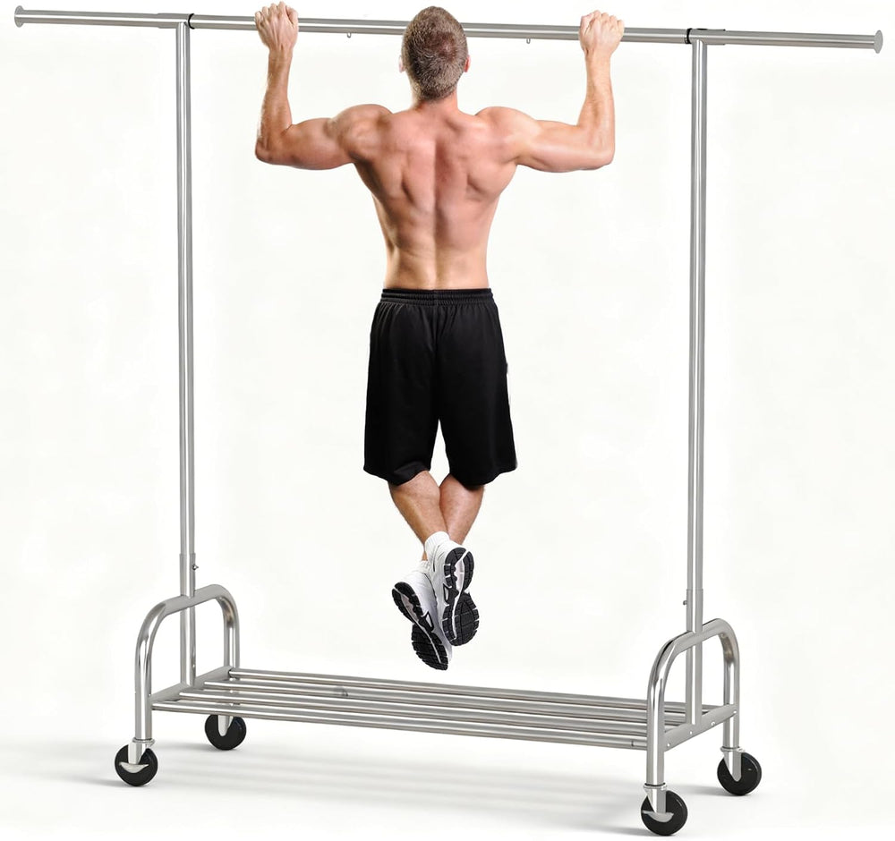 Heavy Duty Rolling Garment Rack with Wheels, 550LBS Clothing Rack