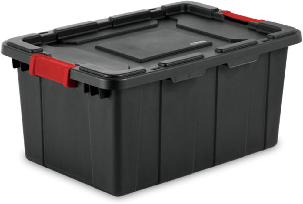 Sterilite Industrial Storage Tote with Lids for Garage, 15 Gallon, 12-Pack