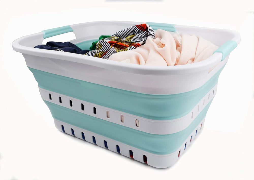 SAMMART Set of 2-30L (8 gallon) Collapsible Plastic Laundry Basket - Foldable...