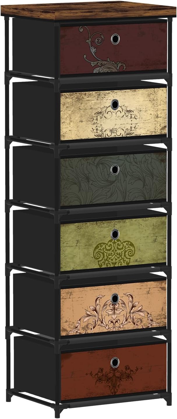 VASICAR 6 Drawers Storage Organizer Cabinet, Small Fabric Dresser