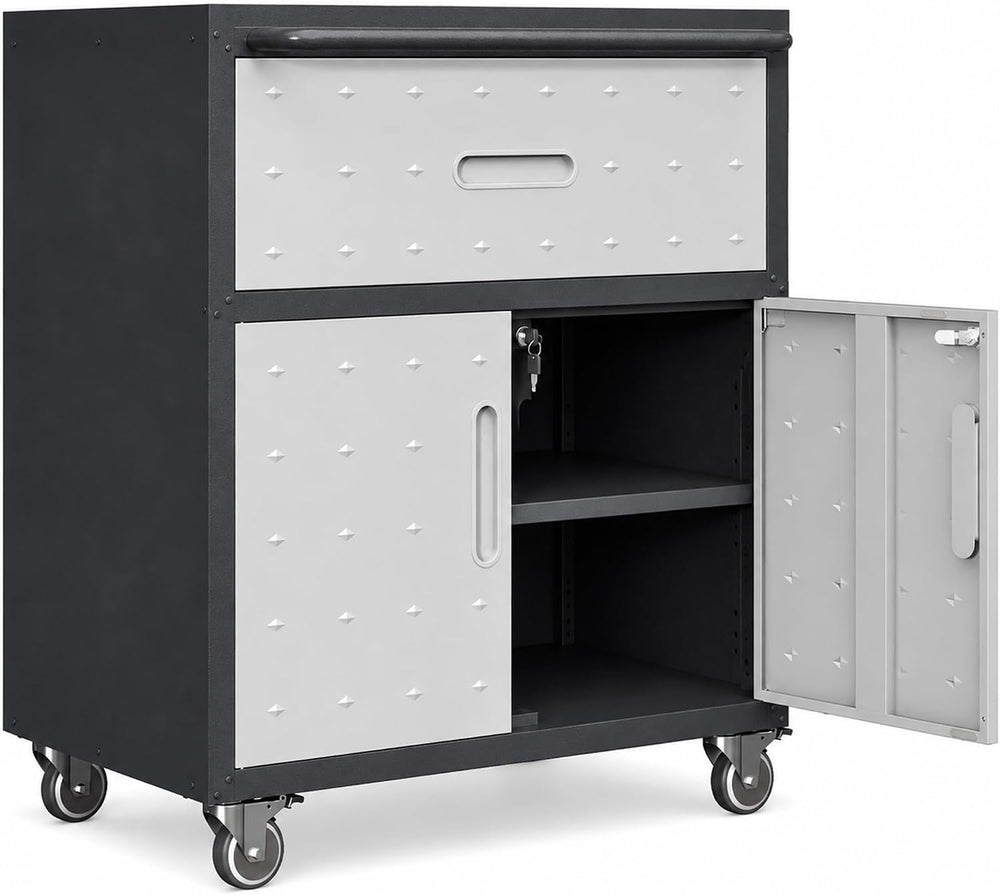 SAWJEC Rolling Tool Cabinet with Wheels, 1-Drawer Locking Steel Cabinet