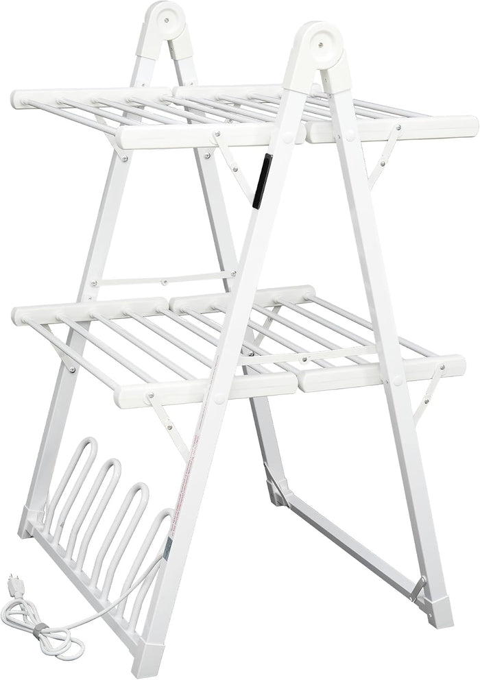 Heated Clothes Drying Rack Foldable Timer Shoes Socks,White