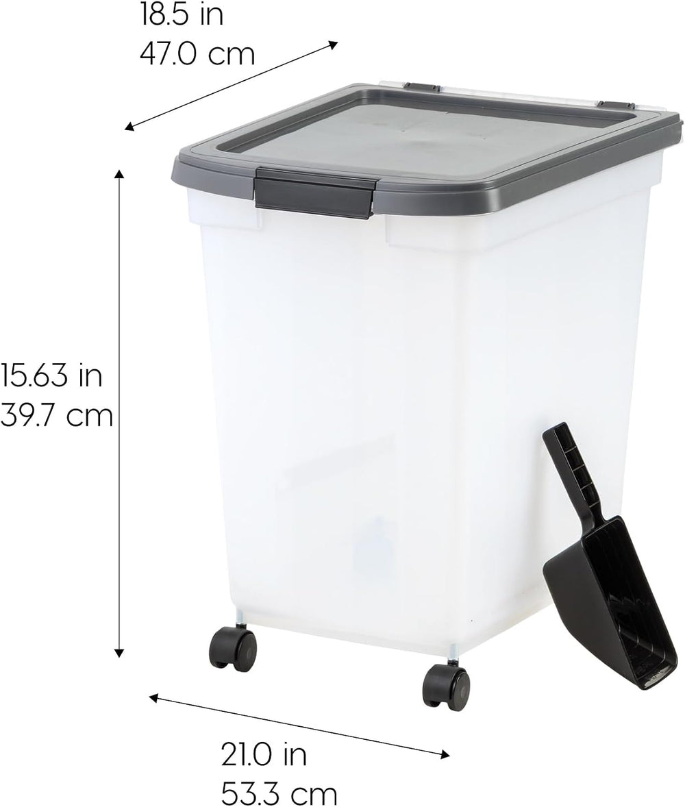 IRIS USA Dog Food Storage Container, Up to 50 lbs, Dark Gray, Made in USA