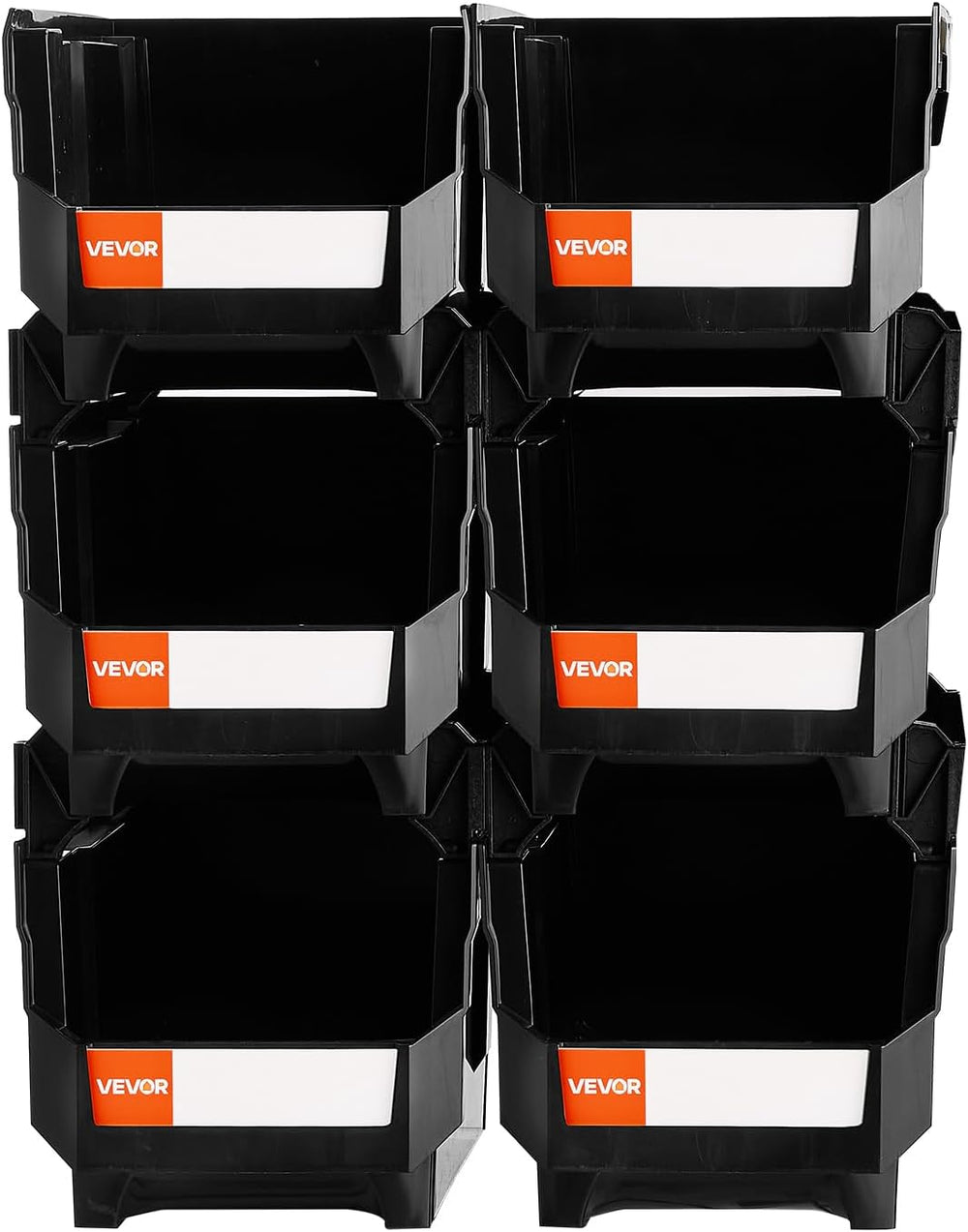 VEVOR Plastic Stackable Storage Bins, 14.8 x 8.5 x 7.1 inch (6 Pack), Plastic...