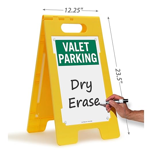 SmartSign 25 x 12 inch Dry Erase “Valet Parking” Two-Sided Write-On Standing - Image 3