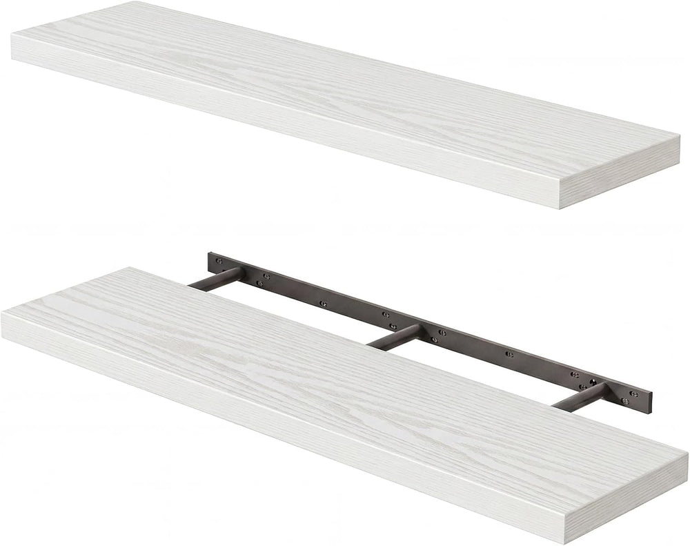 Fixwal Floating Wall Shelves for Decor (White, Set of 2, 35.4Inch)